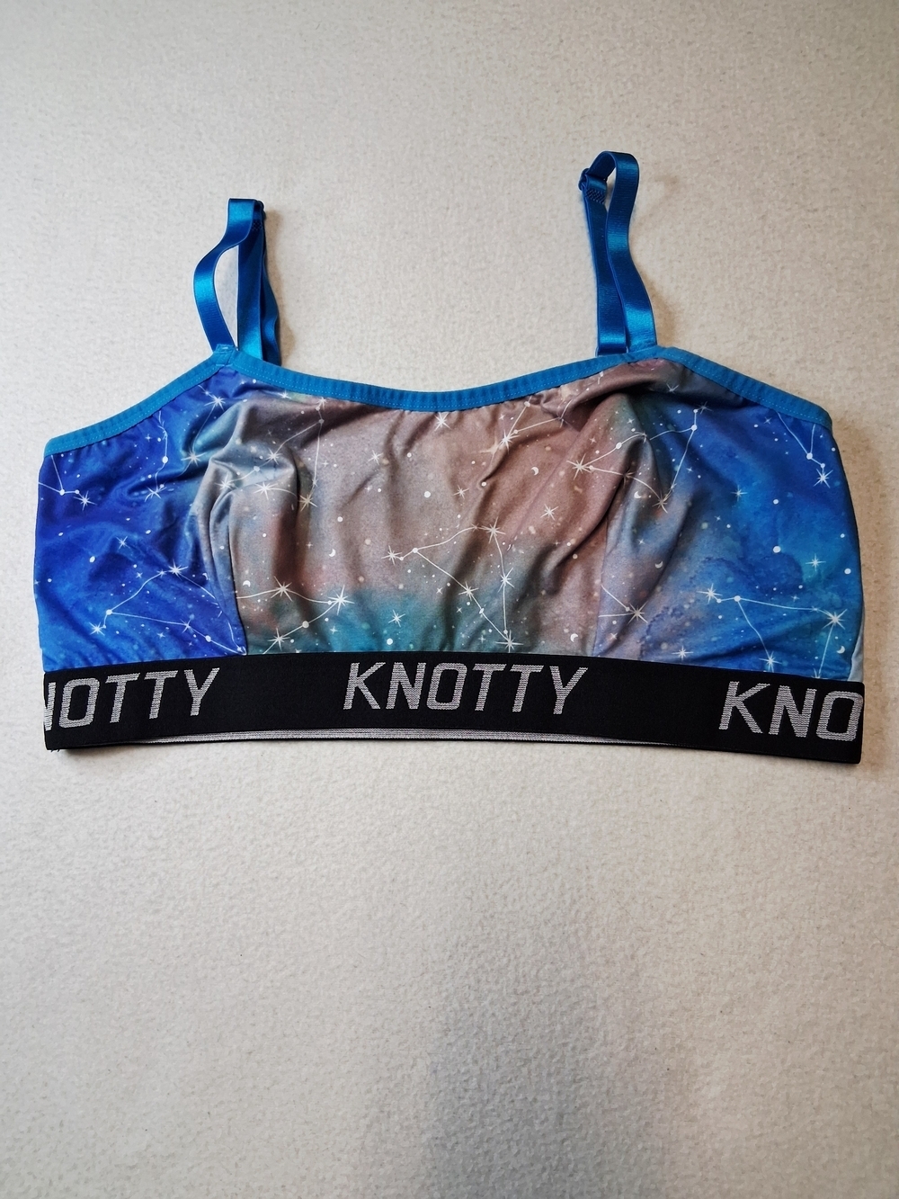 Knotty Girls' Blue Galaxy Print Crop Bralette